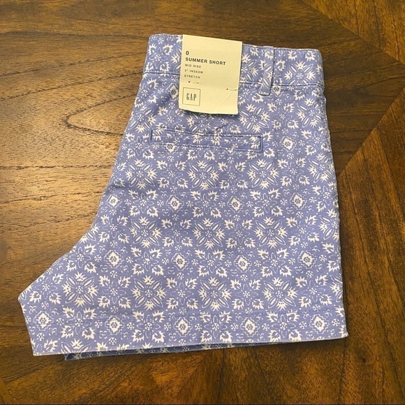 GAP Summer Laser Print Shorts Blue White Size 0 NWT - Picture 6 of 8